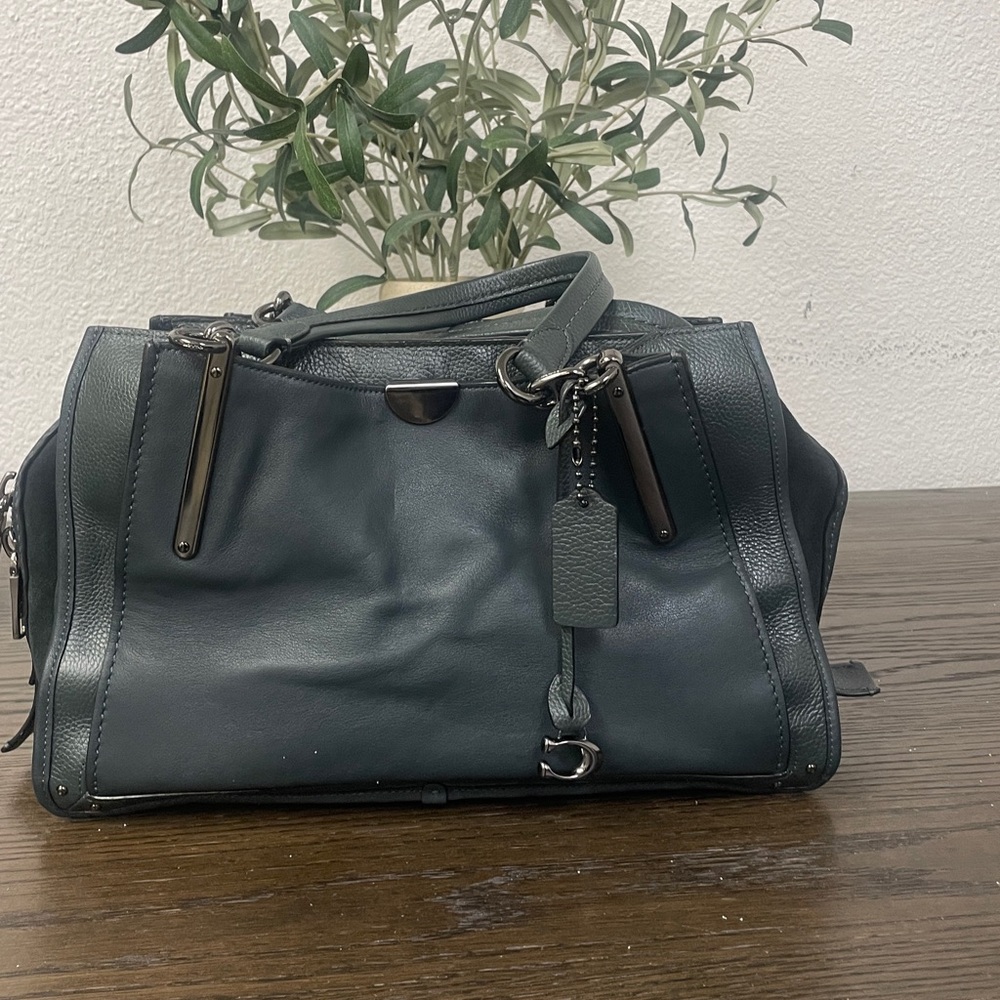 Coach Dark Teal Leather Satchel - Picture 5 of 16